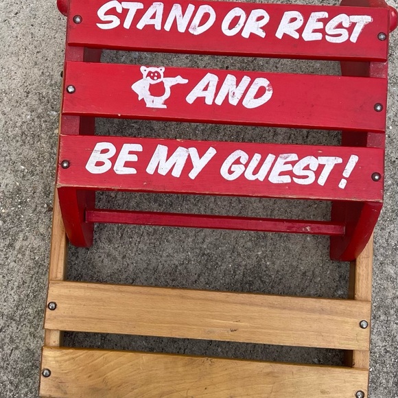 Red Wooden Chair with White Text - Picture 3 of 5